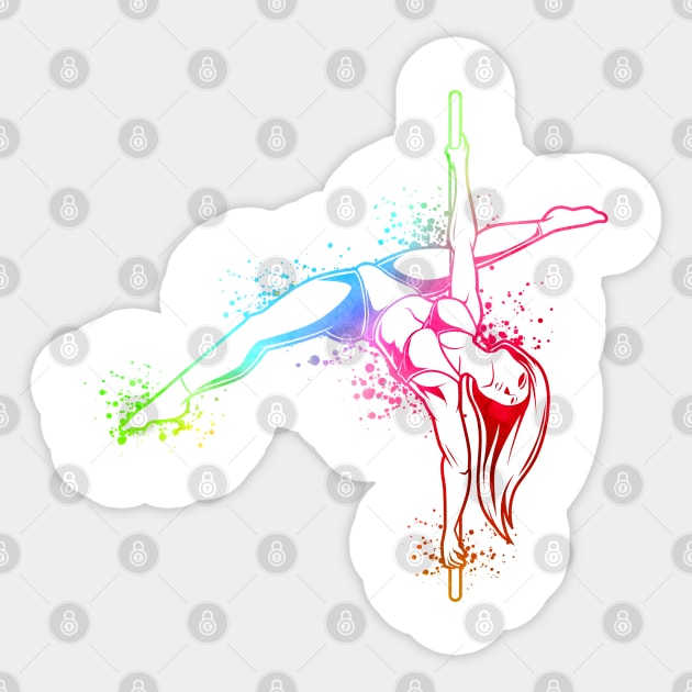 Colorful pole fitness dancer Sticker by Modern Medieval Design